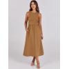 imageANRABESS Womens Summer Casual Sleeveless Midi Sundress Patchwork Knit High Neck Tank Top Racerback Flowy Dresses PocketsCaramel