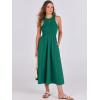 imageANRABESS Womens Summer Casual Sleeveless Midi Sundress Patchwork Knit High Neck Tank Top Racerback Flowy Dresses PocketsDark Green
