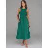 imageANRABESS Womens Summer Casual Sleeveless Midi Sundress Patchwork Knit High Neck Tank Top Racerback Flowy Dresses PocketsDark Green