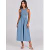 imageANRABESS Womens Summer Casual Sleeveless Midi Sundress Patchwork Knit High Neck Tank Top Racerback Flowy Dresses PocketsGray Blue