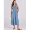 imageANRABESS Womens Summer Casual Sleeveless Midi Sundress Patchwork Knit High Neck Tank Top Racerback Flowy Dresses PocketsGray Blue