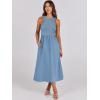 imageANRABESS Womens Summer Casual Sleeveless Midi Sundress Patchwork Knit High Neck Tank Top Racerback Flowy Dresses PocketsGray Blue