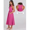 imageANRABESS Womens Summer Casual Sleeveless Midi Sundress Patchwork Knit High Neck Tank Top Racerback Flowy Dresses PocketsHot Pink