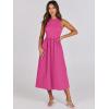 imageANRABESS Womens Summer Casual Sleeveless Midi Sundress Patchwork Knit High Neck Tank Top Racerback Flowy Dresses PocketsHot Pink