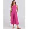 imageANRABESS Womens Summer Casual Sleeveless Midi Sundress Patchwork Knit High Neck Tank Top Racerback Flowy Dresses PocketsHot Pink