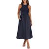 imageANRABESS Womens Summer Casual Sleeveless Midi Sundress Patchwork Knit High Neck Tank Top Racerback Flowy Dresses PocketsNavy Blue
