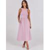 imageANRABESS Womens Summer Casual Sleeveless Midi Sundress Patchwork Knit High Neck Tank Top Racerback Flowy Dresses PocketsPink