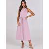 imageANRABESS Womens Summer Casual Sleeveless Midi Sundress Patchwork Knit High Neck Tank Top Racerback Flowy Dresses PocketsPink