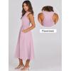 imageANRABESS Womens Summer Casual Sleeveless Midi Sundress Patchwork Knit High Neck Tank Top Racerback Flowy Dresses PocketsPink