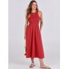 imageANRABESS Womens Summer Casual Sleeveless Midi Sundress Patchwork Knit High Neck Tank Top Racerback Flowy Dresses PocketsRed