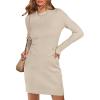 imageANRABESS Women Long Sleeve Casual Buttons Knit Bodycon Short Sweater Dress 2025 FallKhaki