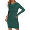 imageANRABESS Women Long Sleeve Casual Buttons Knit Bodycon Short Sweater Dress 2025 FallOpal Green