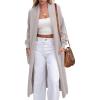 imageANRABESS Womens Long Cardigan Sweater Open Front Long Sleeve Slouchy Oversized Coat 2024 Winter Chunky Knit Waffle CoatiganLight Gray