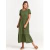 imageANRABESS Women Summer Casual Short Sleeve Crewneck Aline Swing Flowy Tiered Shirt Maxi Beach Long Dress 2025 Trendy OutfitsArmy Green