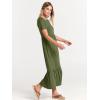 imageANRABESS Women Summer Casual Short Sleeve Crewneck Aline Swing Flowy Tiered Shirt Maxi Beach Long Dress 2025 Trendy OutfitsArmy Green