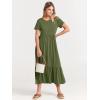 imageANRABESS Women Summer Casual Short Sleeve Crewneck Aline Swing Flowy Tiered Shirt Maxi Beach Long Dress 2025 Trendy OutfitsArmy Green