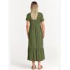 imageANRABESS Women Summer Casual Short Sleeve Crewneck Aline Swing Flowy Tiered Shirt Maxi Beach Long Dress 2025 Trendy OutfitsArmy Green