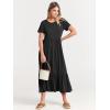 imageANRABESS Women Summer Casual Short Sleeve Crewneck Aline Swing Flowy Tiered Shirt Maxi Beach Long Dress 2025 Trendy OutfitsBlack