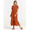 imageANRABESS Women Summer Casual Short Sleeve Crewneck Aline Swing Flowy Tiered Shirt Maxi Beach Long Dress 2025 Trendy OutfitsBrick Red