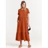 imageANRABESS Women Summer Casual Short Sleeve Crewneck Aline Swing Flowy Tiered Shirt Maxi Beach Long Dress 2025 Trendy OutfitsBrick Red