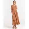 imageANRABESS Women Summer Casual Short Sleeve Crewneck Aline Swing Flowy Tiered Shirt Maxi Beach Long Dress 2025 Trendy OutfitsBrown