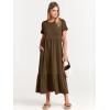 imageANRABESS Women Summer Casual Short Sleeve Crewneck Aline Swing Flowy Tiered Shirt Maxi Beach Long Dress 2025 Trendy OutfitsCoffee
