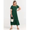 imageANRABESS Women Summer Casual Short Sleeve Crewneck Aline Swing Flowy Tiered Shirt Maxi Beach Long Dress 2025 Trendy OutfitsDeep Green