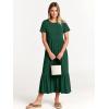imageANRABESS Women Summer Casual Short Sleeve Crewneck Aline Swing Flowy Tiered Shirt Maxi Beach Long Dress 2025 Trendy OutfitsDeep Green