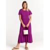 imageANRABESS Women Summer Casual Short Sleeve Crewneck Aline Swing Flowy Tiered Shirt Maxi Beach Long Dress 2025 Trendy OutfitsFuchsia