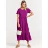 imageANRABESS Women Summer Casual Short Sleeve Crewneck Aline Swing Flowy Tiered Shirt Maxi Beach Long Dress 2025 Trendy OutfitsFuchsia