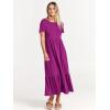 imageANRABESS Women Summer Casual Short Sleeve Crewneck Aline Swing Flowy Tiered Shirt Maxi Beach Long Dress 2025 Trendy OutfitsFuchsia