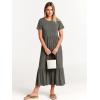 imageANRABESS Women Summer Casual Short Sleeve Crewneck Aline Swing Flowy Tiered Shirt Maxi Beach Long Dress 2025 Trendy OutfitsGray