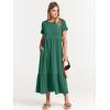 imageANRABESS Women Summer Casual Short Sleeve Crewneck Aline Swing Flowy Tiered Shirt Maxi Beach Long Dress 2025 Trendy OutfitsGreen