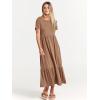 imageANRABESS Women Summer Casual Short Sleeve Crewneck Aline Swing Flowy Tiered Shirt Maxi Beach Long Dress 2025 Trendy OutfitsKhaki