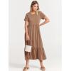 imageANRABESS Women Summer Casual Short Sleeve Crewneck Aline Swing Flowy Tiered Shirt Maxi Beach Long Dress 2025 Trendy OutfitsKhaki