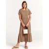 imageANRABESS Women Summer Casual Short Sleeve Crewneck Aline Swing Flowy Tiered Shirt Maxi Beach Long Dress 2025 Trendy OutfitsKhaki