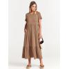 imageANRABESS Women Summer Casual Short Sleeve Crewneck Aline Swing Flowy Tiered Shirt Maxi Beach Long Dress 2025 Trendy OutfitsKhaki