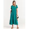 imageANRABESS Women Summer Casual Short Sleeve Crewneck Aline Swing Flowy Tiered Shirt Maxi Beach Long Dress 2025 Trendy OutfitsLake Green