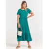 imageANRABESS Women Summer Casual Short Sleeve Crewneck Aline Swing Flowy Tiered Shirt Maxi Beach Long Dress 2025 Trendy OutfitsLake Green