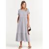 imageANRABESS Women Summer Casual Short Sleeve Crewneck Aline Swing Flowy Tiered Shirt Maxi Beach Long Dress 2025 Trendy OutfitsLight Gray