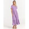 imageANRABESS Women Summer Casual Short Sleeve Crewneck Aline Swing Flowy Tiered Shirt Maxi Beach Long Dress 2025 Trendy OutfitsLilac