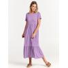 imageANRABESS Women Summer Casual Short Sleeve Crewneck Aline Swing Flowy Tiered Shirt Maxi Beach Long Dress 2025 Trendy OutfitsLilac