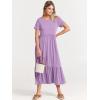 imageANRABESS Women Summer Casual Short Sleeve Crewneck Aline Swing Flowy Tiered Shirt Maxi Beach Long Dress 2025 Trendy OutfitsLilac