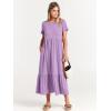 imageANRABESS Women Summer Casual Short Sleeve Crewneck Aline Swing Flowy Tiered Shirt Maxi Beach Long Dress 2025 Trendy OutfitsLilac
