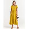 imageANRABESS Women Summer Casual Short Sleeve Crewneck Aline Swing Flowy Tiered Shirt Maxi Beach Long Dress 2025 Trendy OutfitsMustrad Yellow