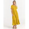 imageANRABESS Women Summer Casual Short Sleeve Crewneck Aline Swing Flowy Tiered Shirt Maxi Beach Long Dress 2025 Trendy OutfitsMustrad Yellow