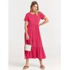 imageANRABESS Women Summer Casual Short Sleeve Crewneck Aline Swing Flowy Tiered Shirt Maxi Beach Long Dress 2025 Trendy OutfitsPeach