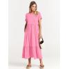 imageANRABESS Women Summer Casual Short Sleeve Crewneck Aline Swing Flowy Tiered Shirt Maxi Beach Long Dress 2025 Trendy OutfitsPink