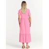 imageANRABESS Women Summer Casual Short Sleeve Crewneck Aline Swing Flowy Tiered Shirt Maxi Beach Long Dress 2025 Trendy OutfitsPink