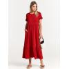 imageANRABESS Women Summer Casual Short Sleeve Crewneck Aline Swing Flowy Tiered Shirt Maxi Beach Long Dress 2025 Trendy OutfitsRed